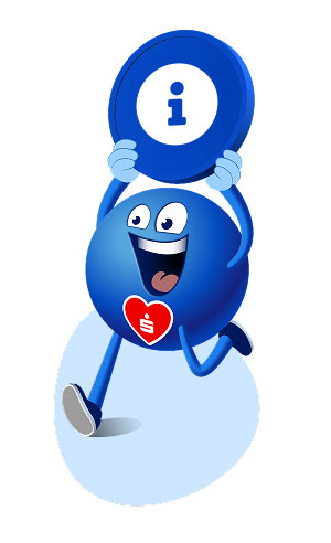 Ein Pointee, der ein Info-Symbol über den Kopf hält